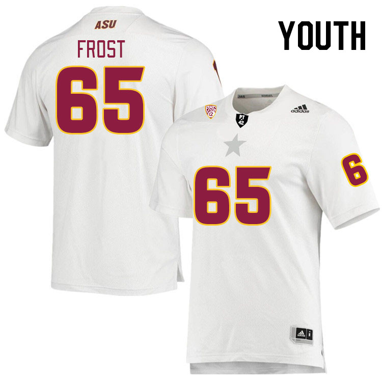 Youth #65 Aaron Frost Arizona State Sun Devils College Football Jerseys Stitched Sale-White - Click Image to Close